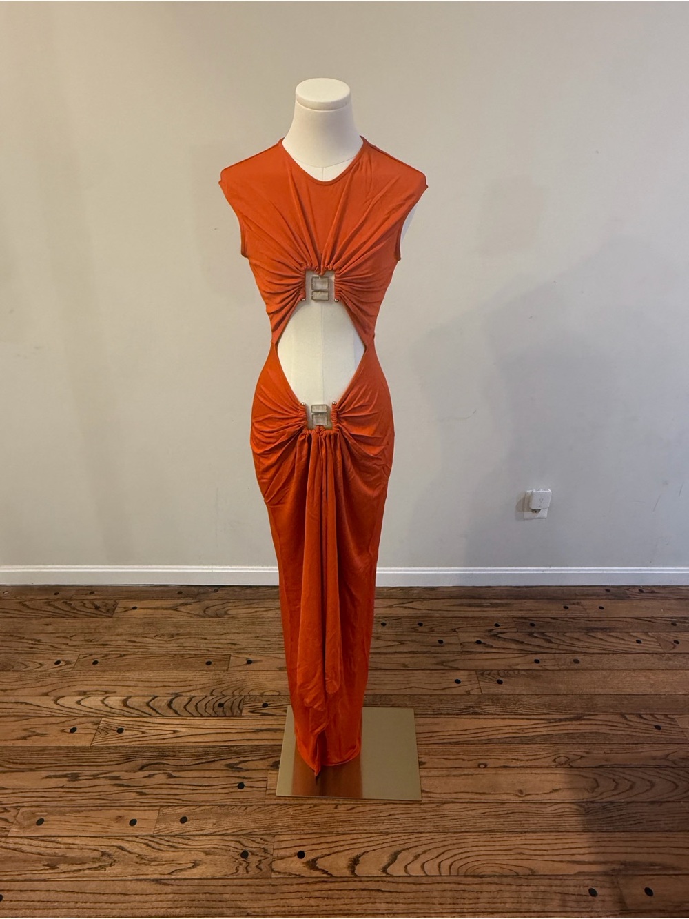 Christopher Esber Burnt Orange Cutout Maxi Dress with Front Knot - Picture 7 of 7